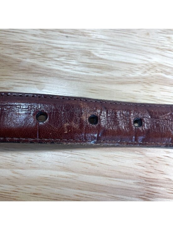 Brighton Croc Print Leather Western Belt Brown Women M Ornate Scroll Buckle main image 5